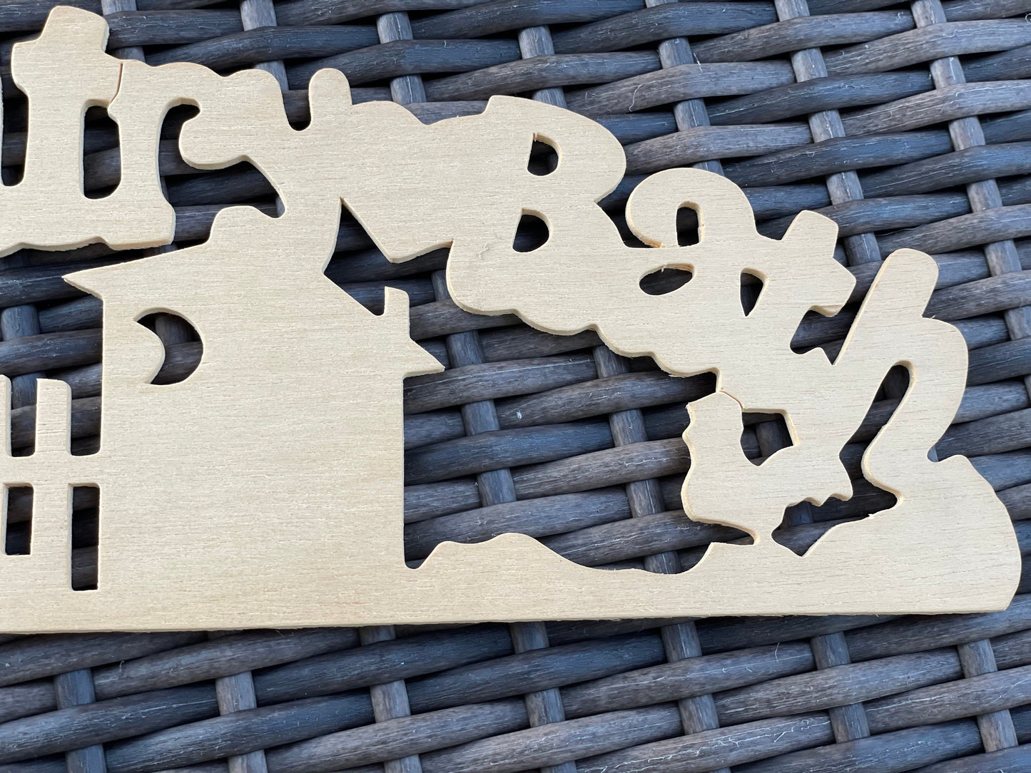 Unfinished wood - "country bath" signs