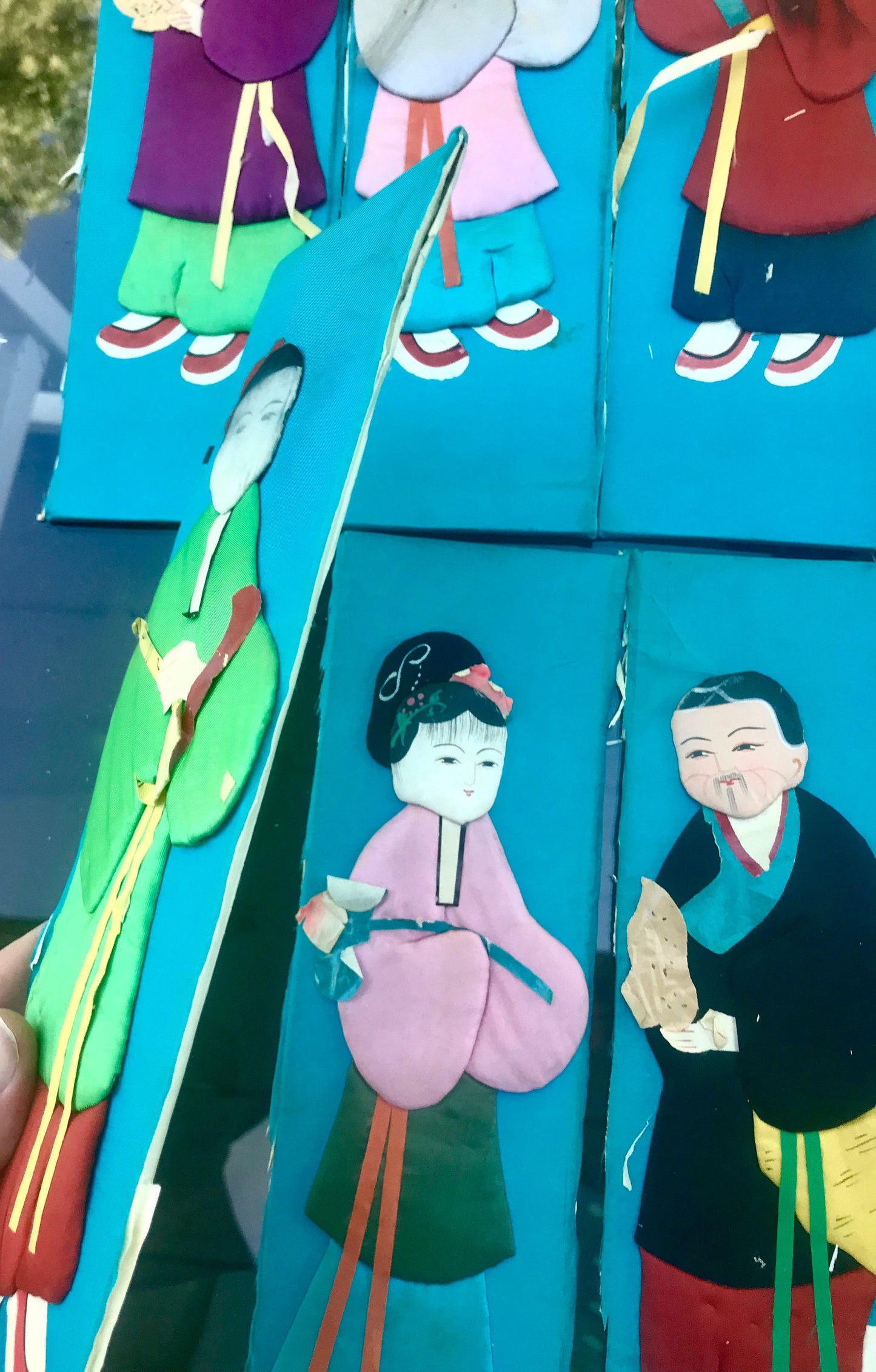 Your choice of unique colorful satin Asian panels - 11" long x 3" wide.