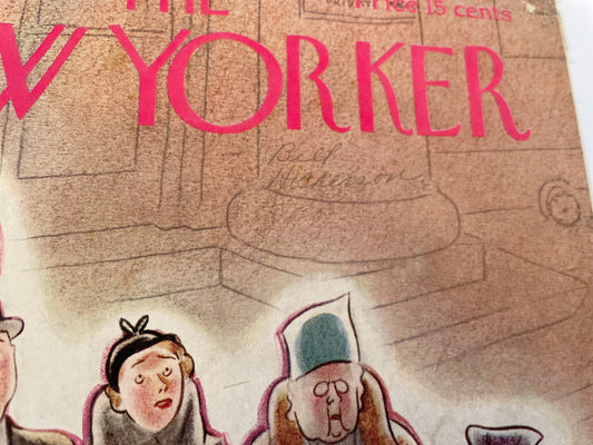 Very Rare, Very old NEW YORKER Magazine original cover - November 3, 1934 - bringing home the baby by Richard Decker