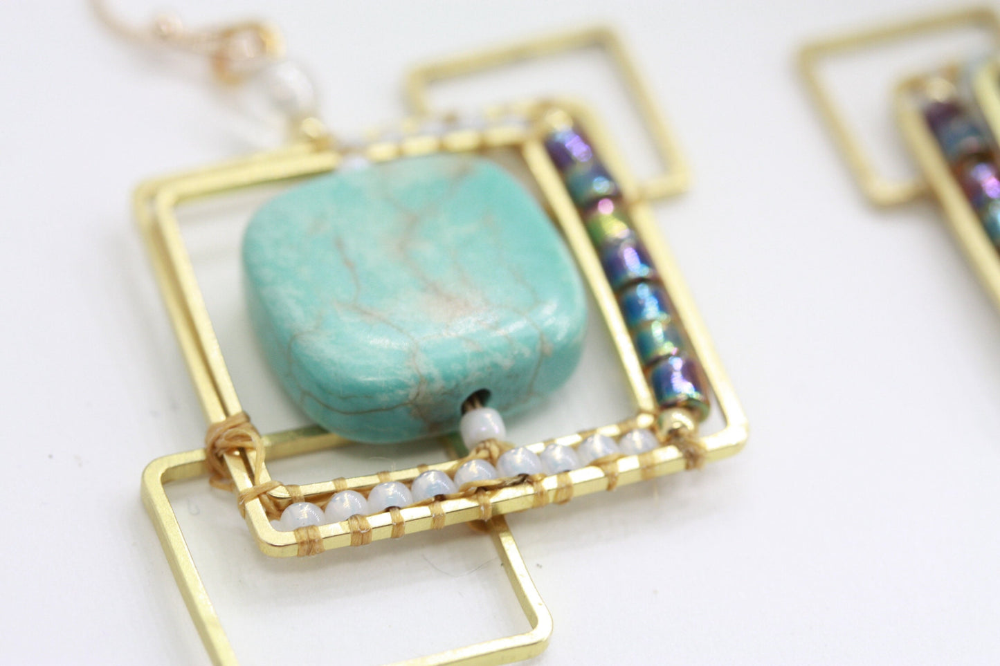 Uniquely modern art handmade beadwork earrings - part of my original "Shapes" series