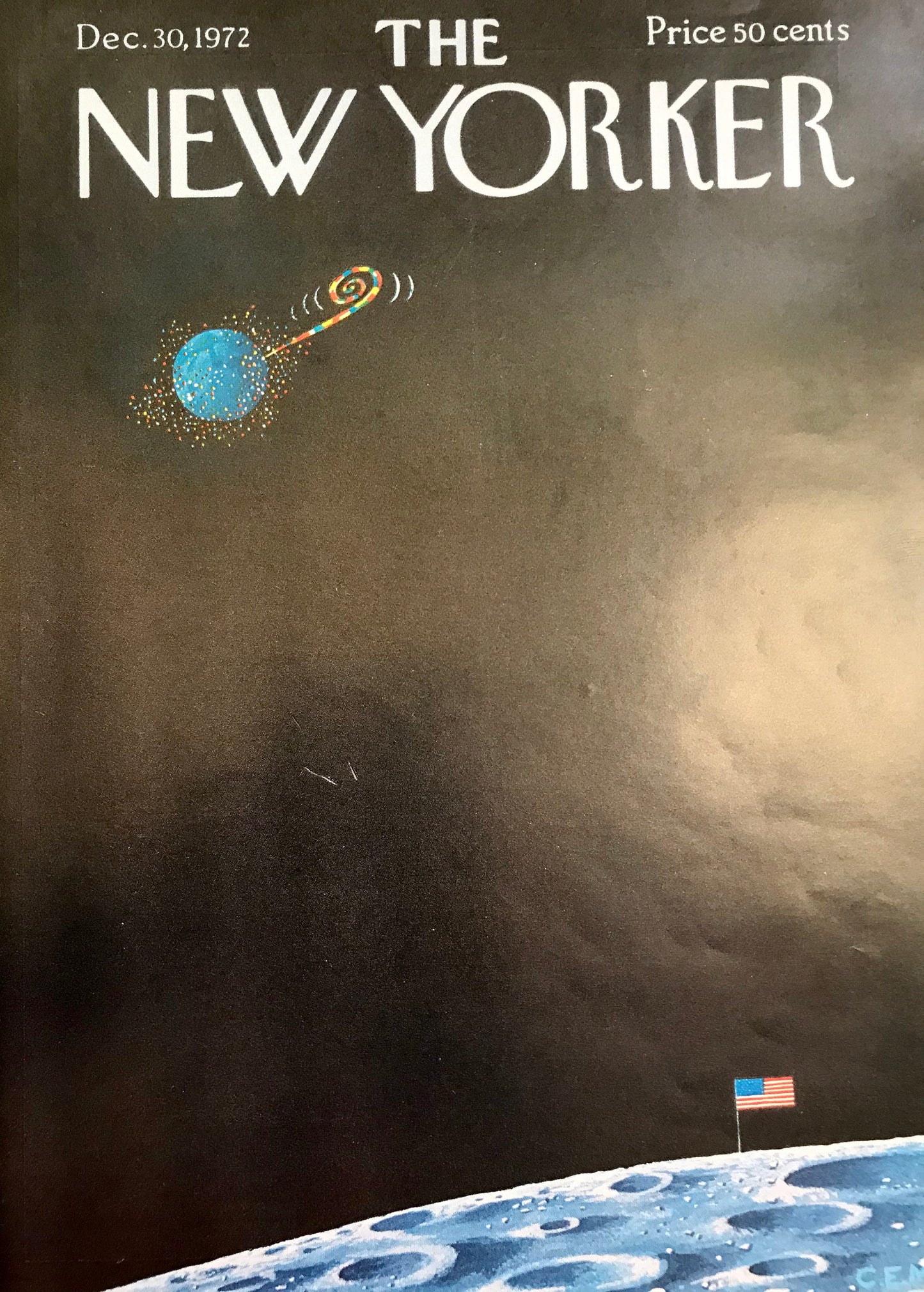 December 30, 1972 - The NEW YORKER Magazine original cover - outer space, planet, New Years