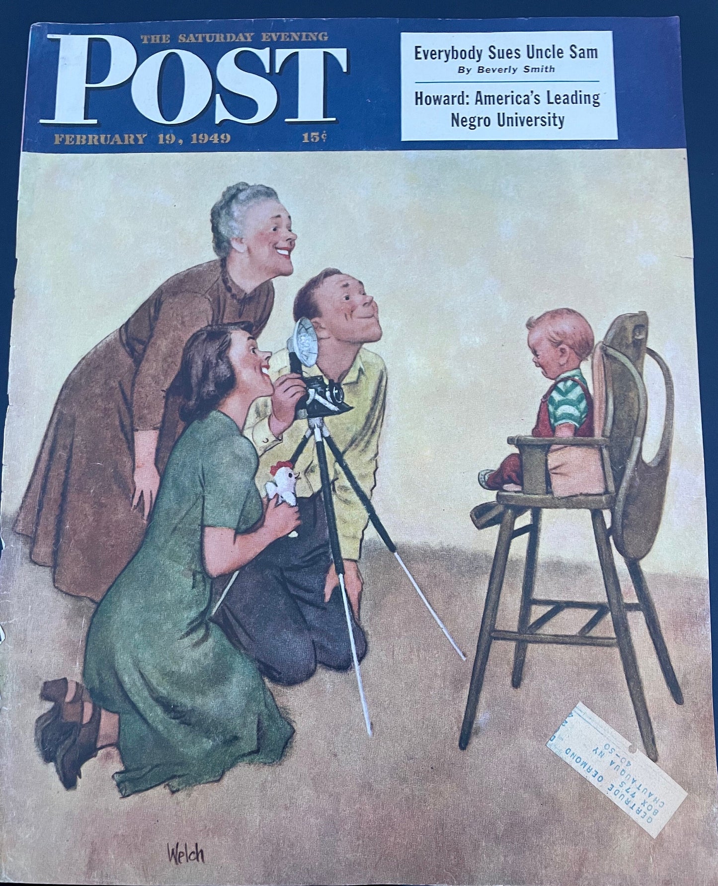Saturday Evening Post - Original Cover - February 19, 1949 - photographer