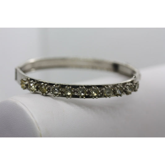 Vintage rhinestone bangle bracelet - one size fits all