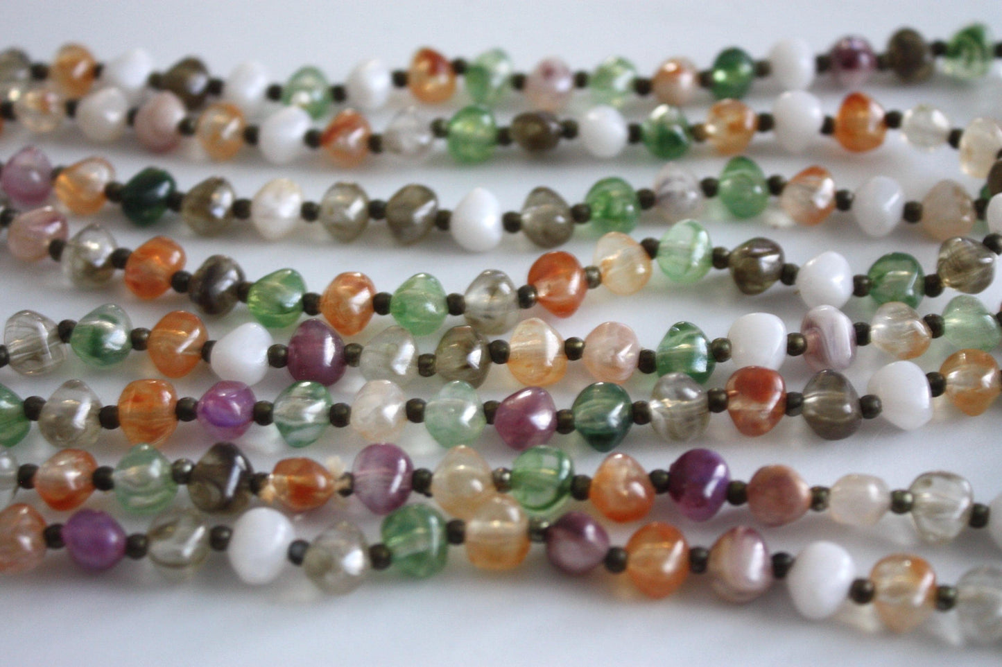 Extra long 32" vintage necklace loaded with stunning pastel beads
