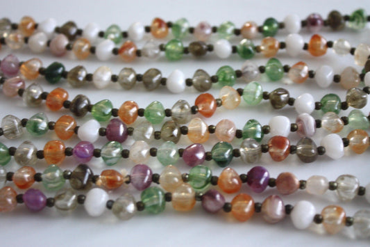 Extra long 32" vintage necklace loaded with stunning pastel beads