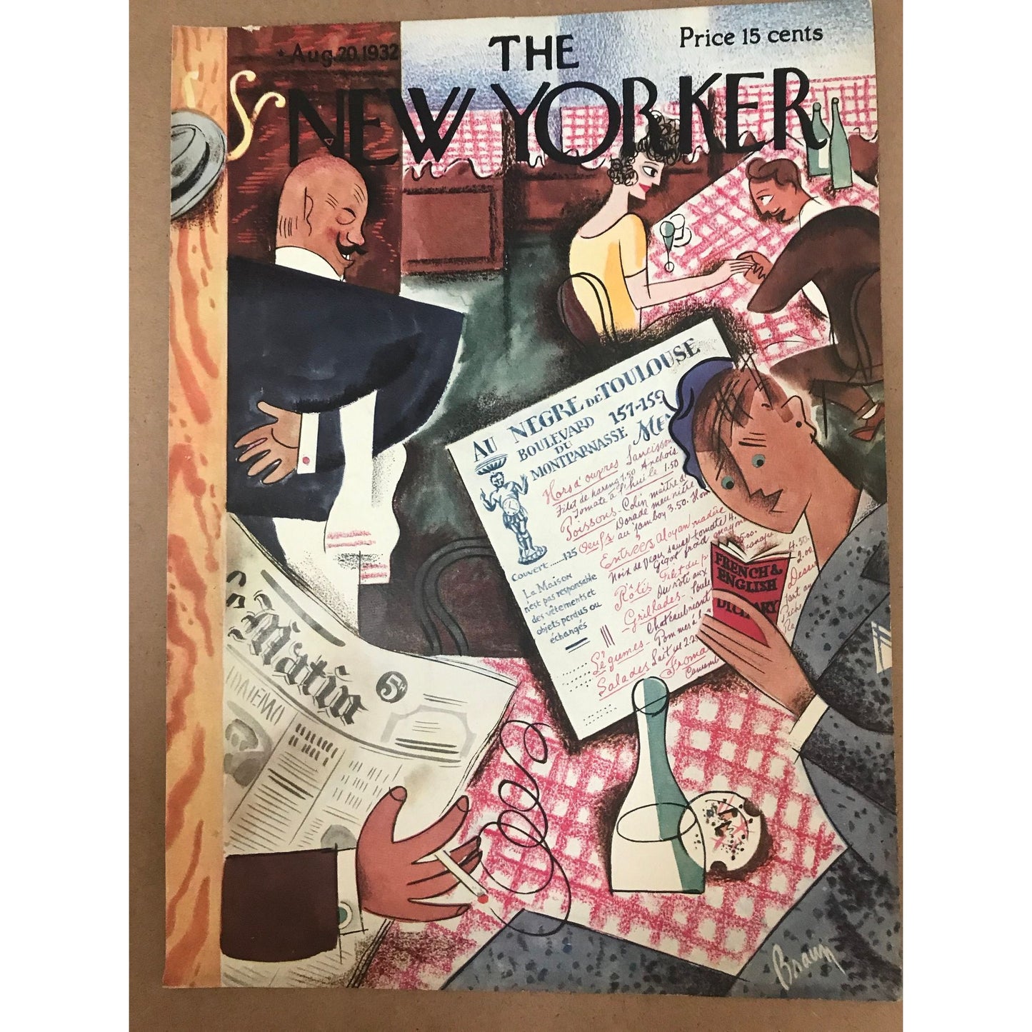 The NEW YORKER Magazine very rare original cover - August 20, 1932