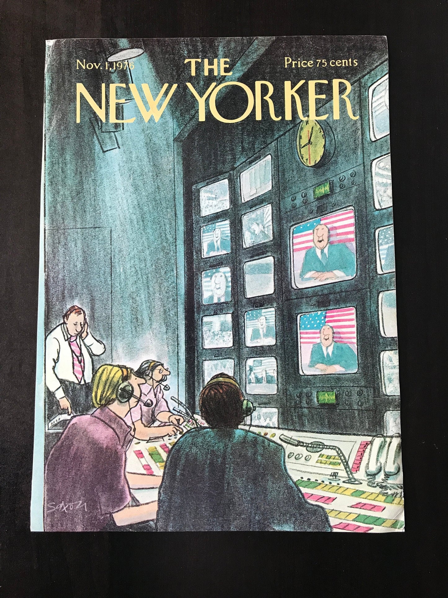 July 19, 1976 - The NEW YORKER Magazine charming original cover - Artist: Charles Saxon - television election