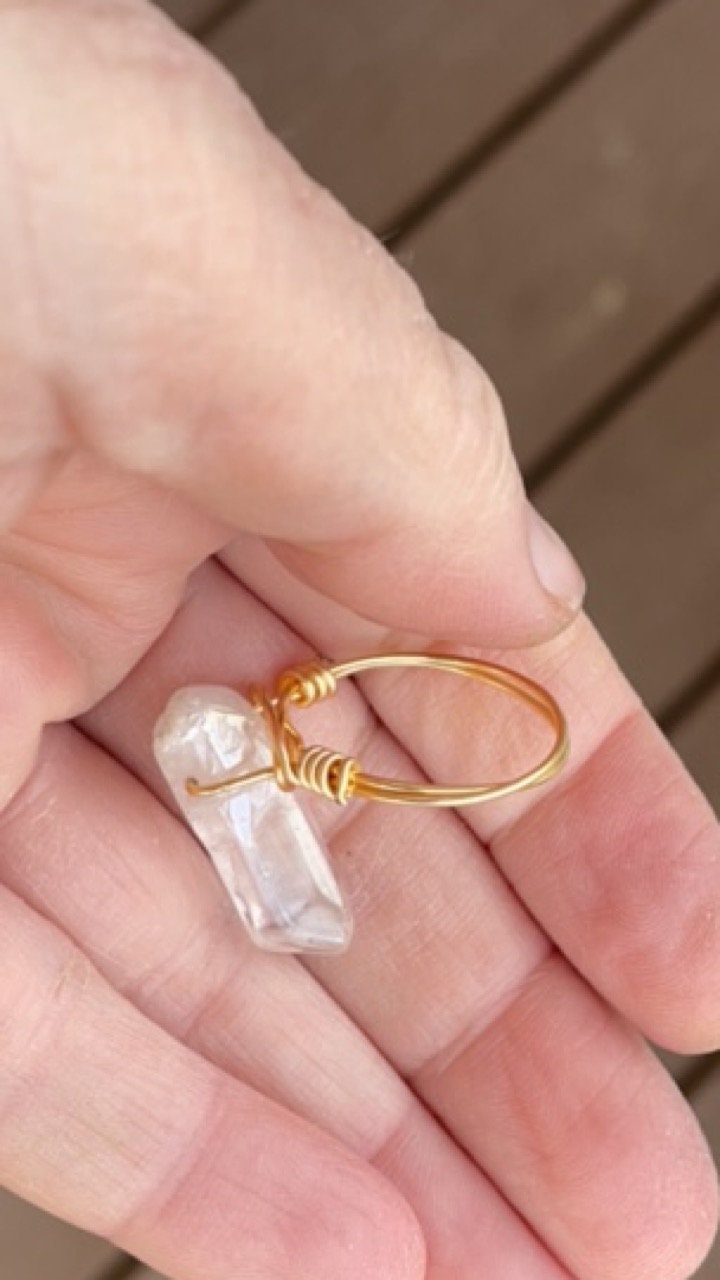 Unique vintage handmade crystal ring