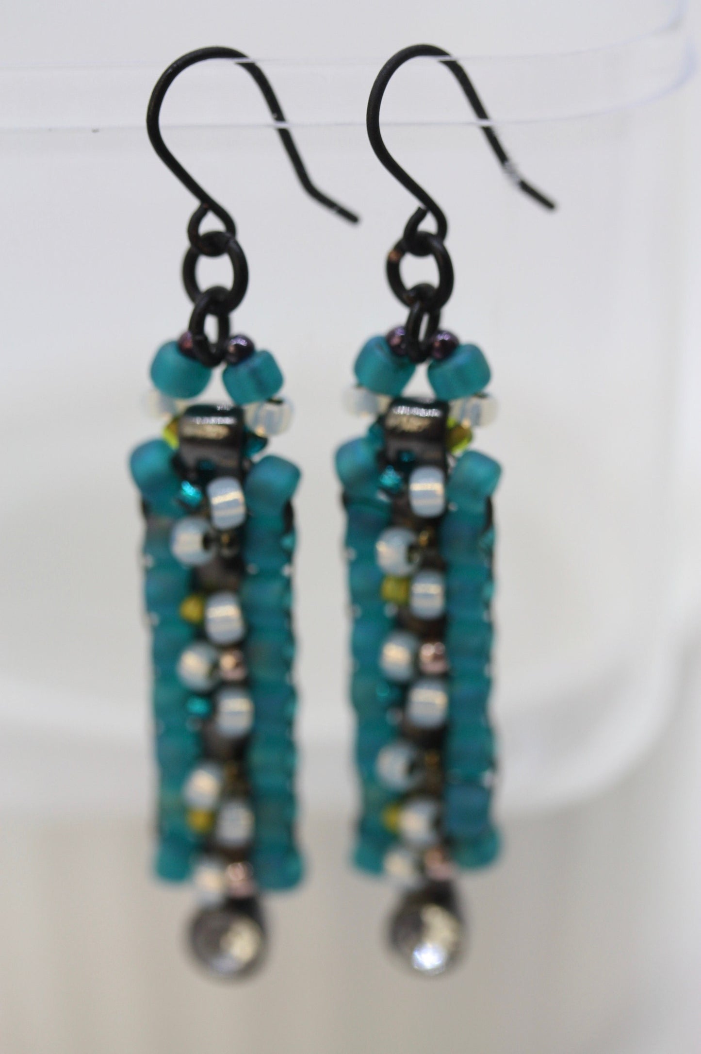 Unique Beaded bar earrings - yellow/goldtone theme