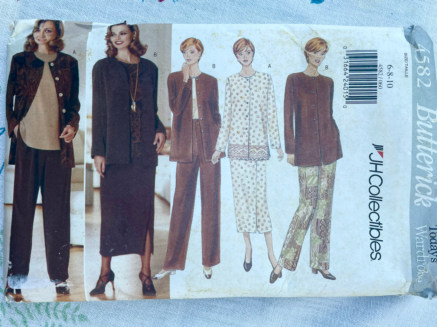UNCUT vintage Sewing Pattern - Butterick 4582 JH Collectibles - Size Tall 6, 18, 10 - Jacket Top Skirt Pant