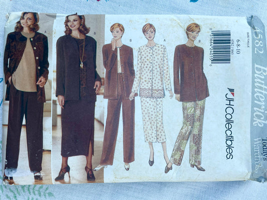 UNCUT vintage Sewing Pattern - Butterick 4582 JH Collectibles - Size Tall 6, 18, 10 - Jacket Top Skirt Pant