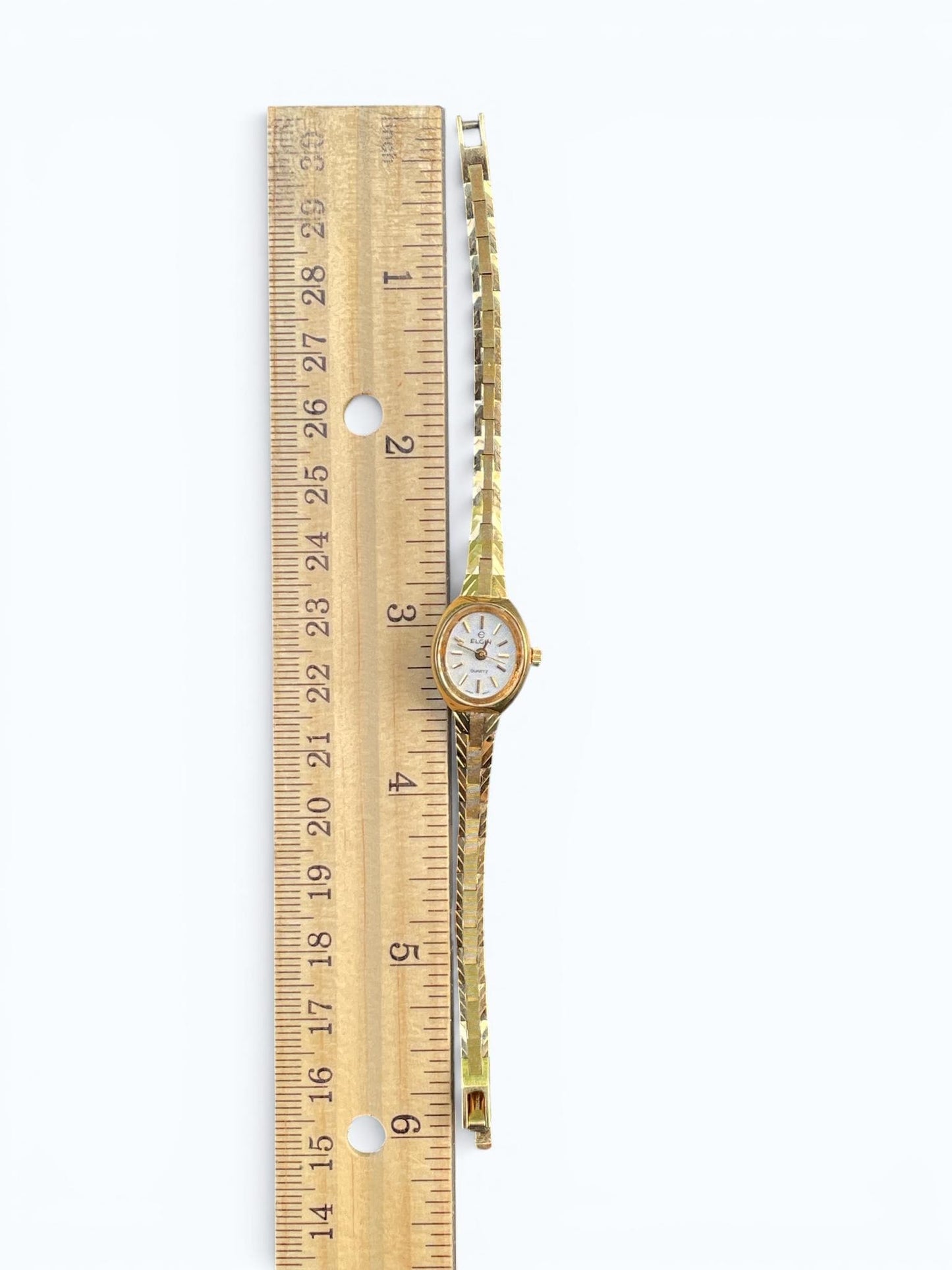 Vintage Elgin Ladies Quartz Watch Gold Tone Bracelet Watch Petite Dress Watch - Not Running As-Is