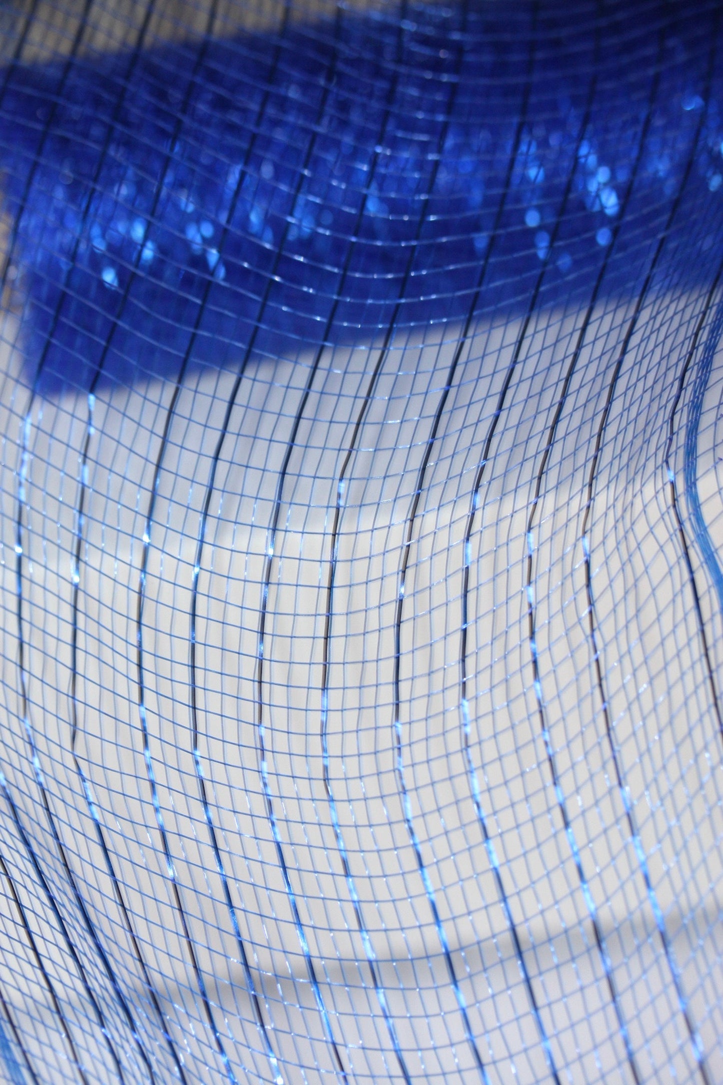 Stunning blue striped glittered tulle - for gift box wrap, bows, decorating, wreath making or other crafts