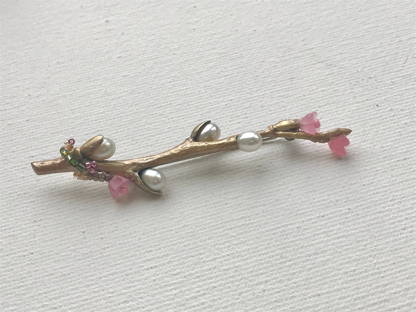 Revised, Modernized, Upcycled - one-of-a-kind mixed media vintage wreath floral tree branch with beadwork