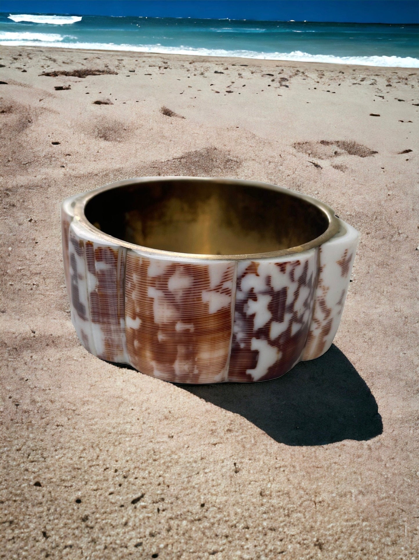 Unique vintage shell cuff bracelet - made in the Philippines