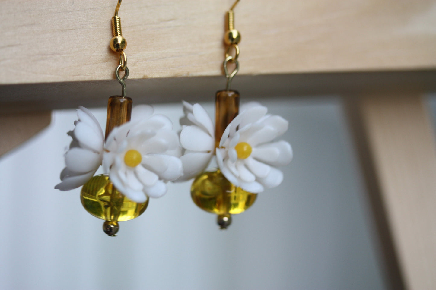 Fun, happy, yellow, daisy earrings - flower earrings, botanical earrings, hippie, flower child, bohemian, boho