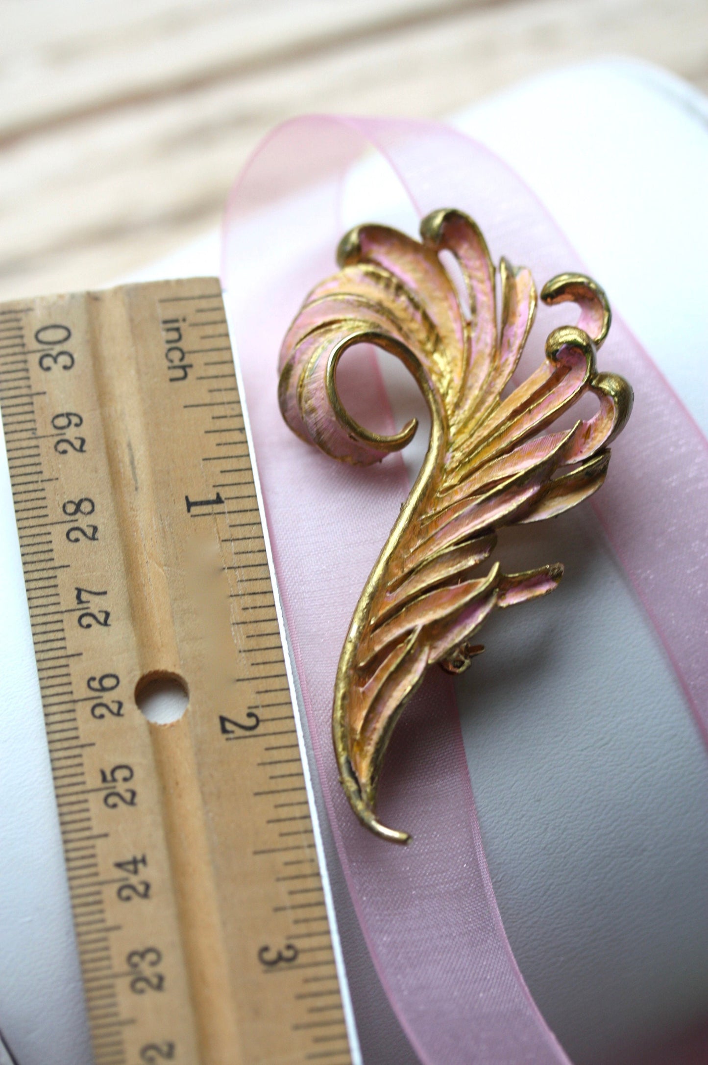 Revised, Modernized, Upcycled Vintage hand painted pin - shades of pink
