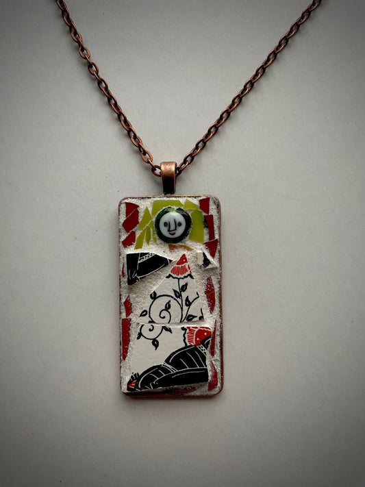 One-of-a-kind micro mosaic necklace, necklace pendant or pin (your choice) - Angel