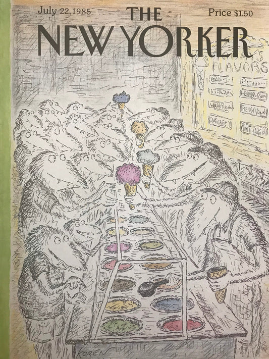 July 22, 1985 - The NEW YORKER Magazine original cover - ice cream parlor - artist Koren