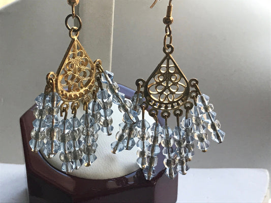 Stunning vintage all-crystal dangle earrings