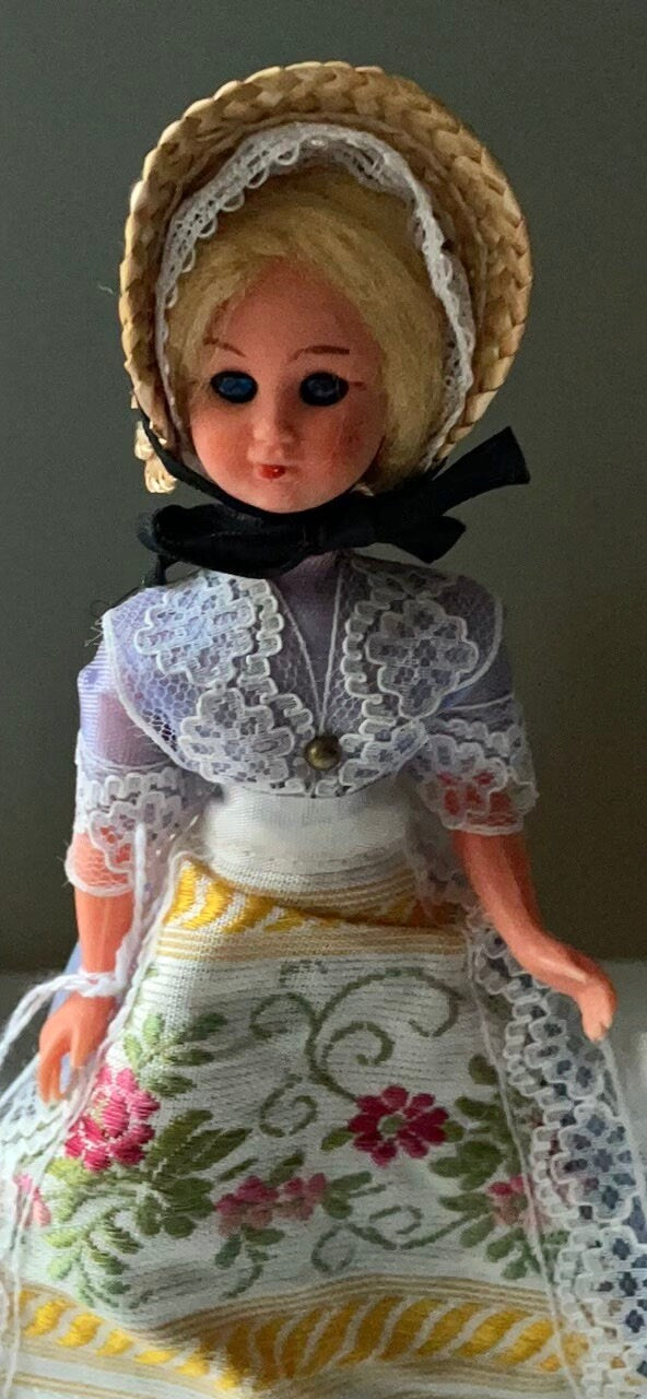 Vintage collectible handmade Geneva, Switzerland doll figurine - eyes open and close