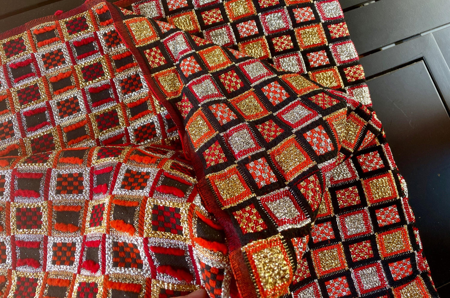 Unique sparkly geometric retro vintage fabric - reminds me of disco