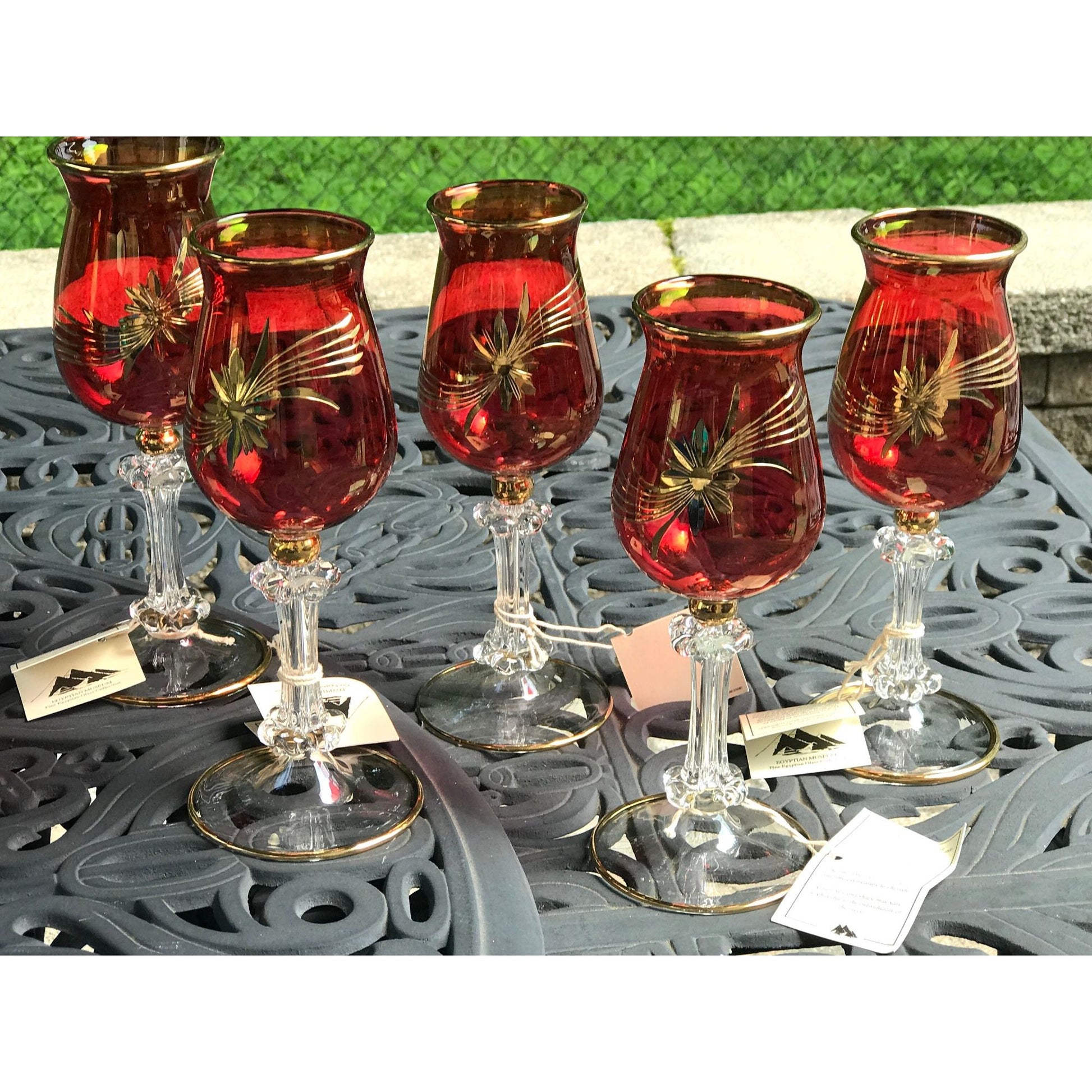 hand blown red wine glasses colored