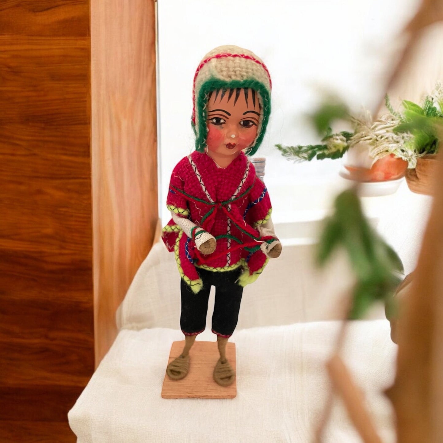 Vintage collectible handmade Peruvian folk art doll figurine