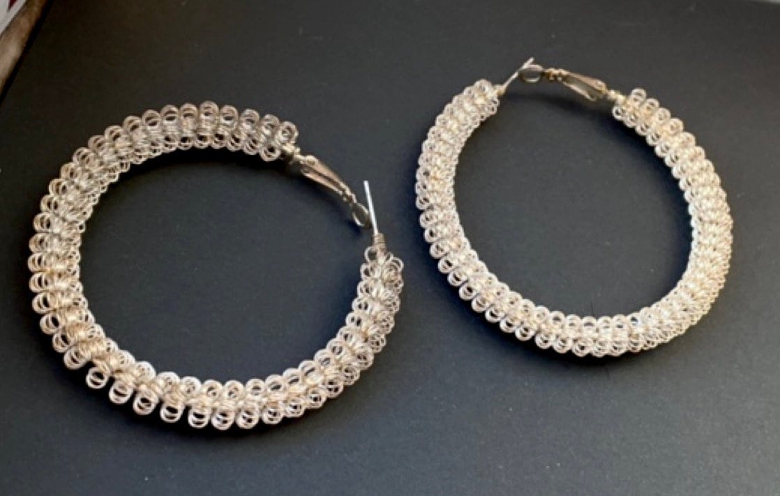 Vintage hoop earrings - uniquely wire wrapped
