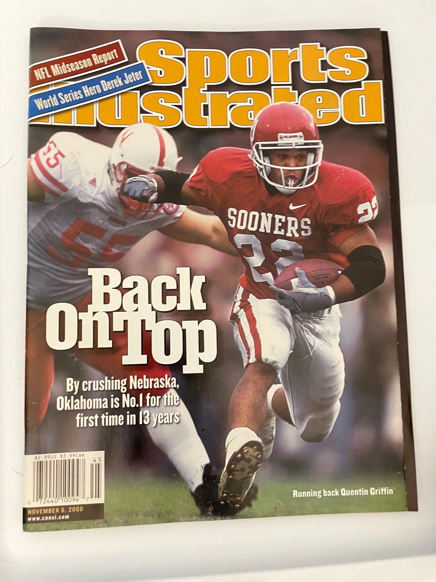 Sports Illustrated Magazine complete issue - November 6, 2000 - Back on Top - Nebraska / Oklahoma - Football