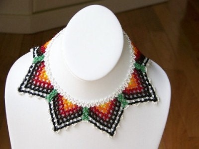 Stunning vintage handmade beadwork collar necklace