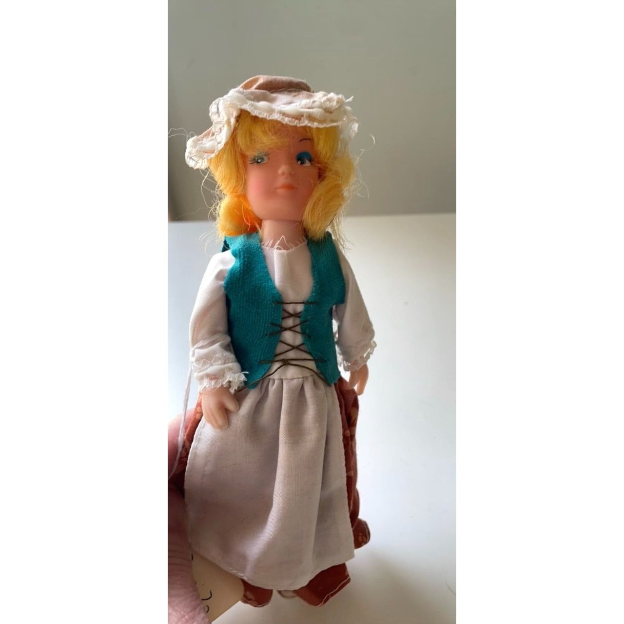Vintage blonde hair collectible art doll figurine with hat - Made in Australia