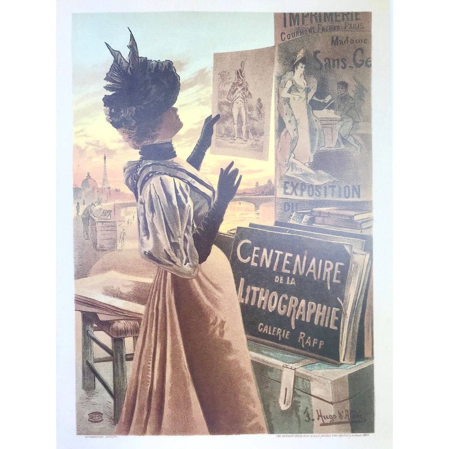 Print by Hugo D'Alesi - from vintage reproduction book of Les Maitres De L'Affiche" or "Masters of the Poster"