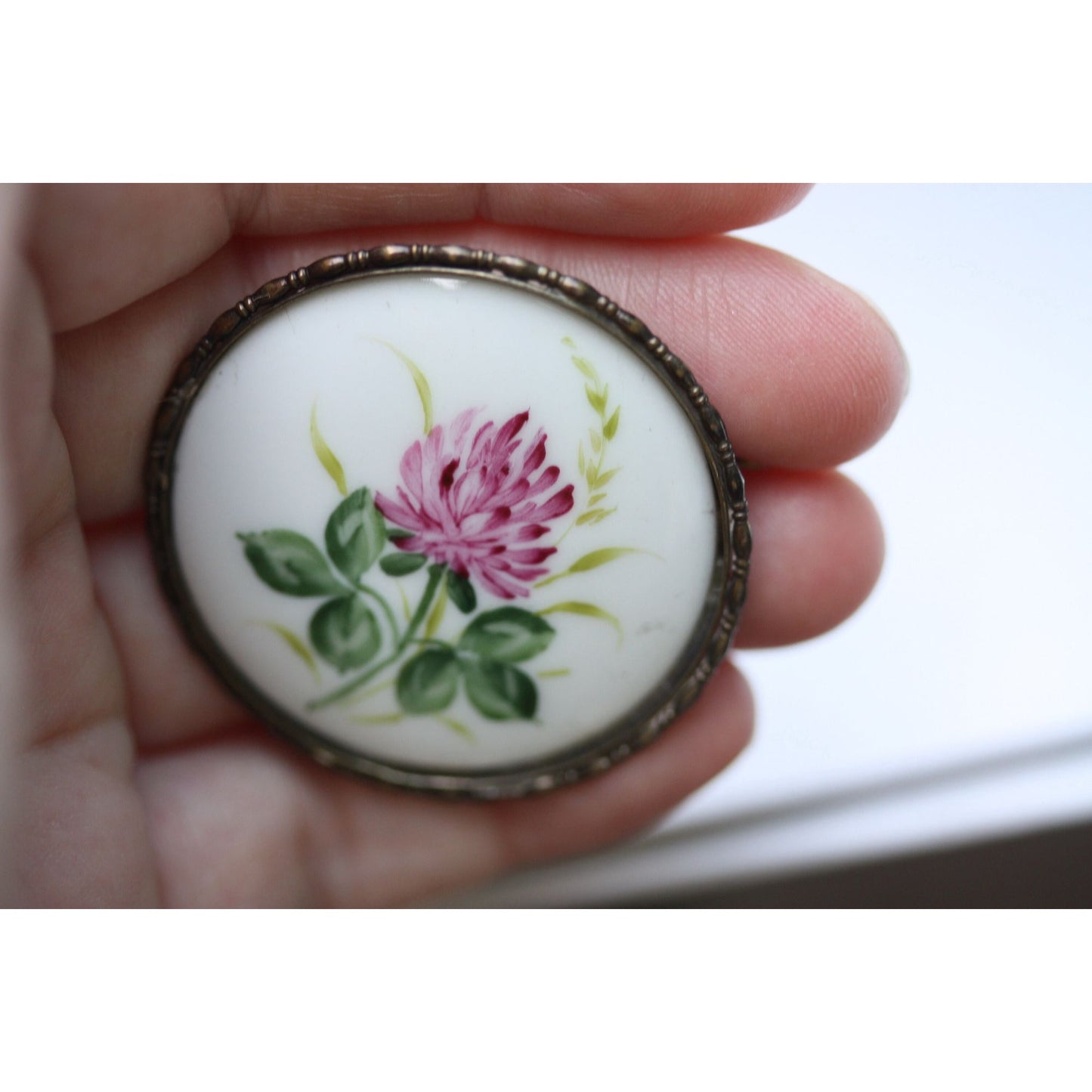 Rare Stunning Rosenthal porcelain painted cameo pin in setting