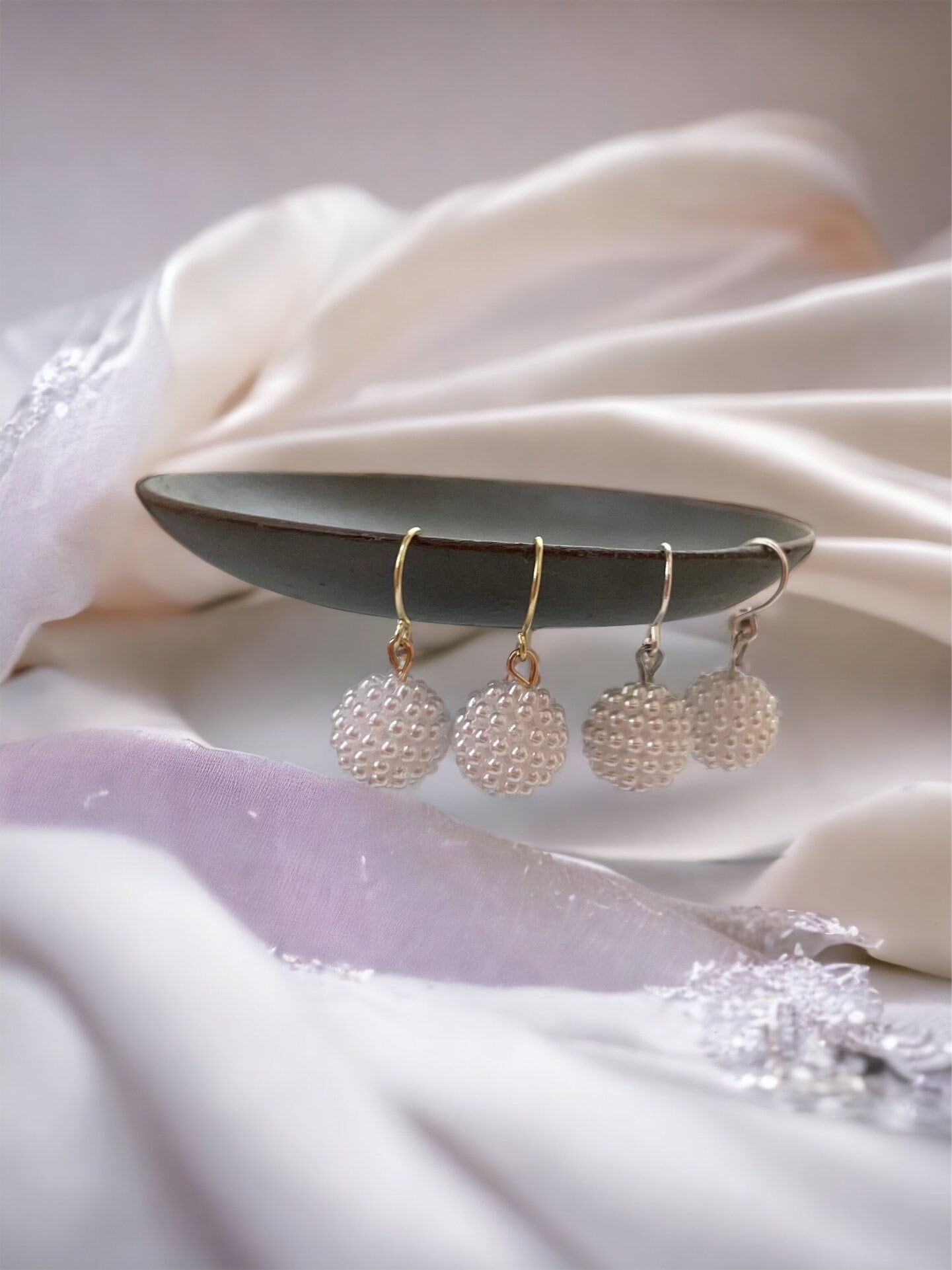 Minimalist small dangle faux pearl earrings