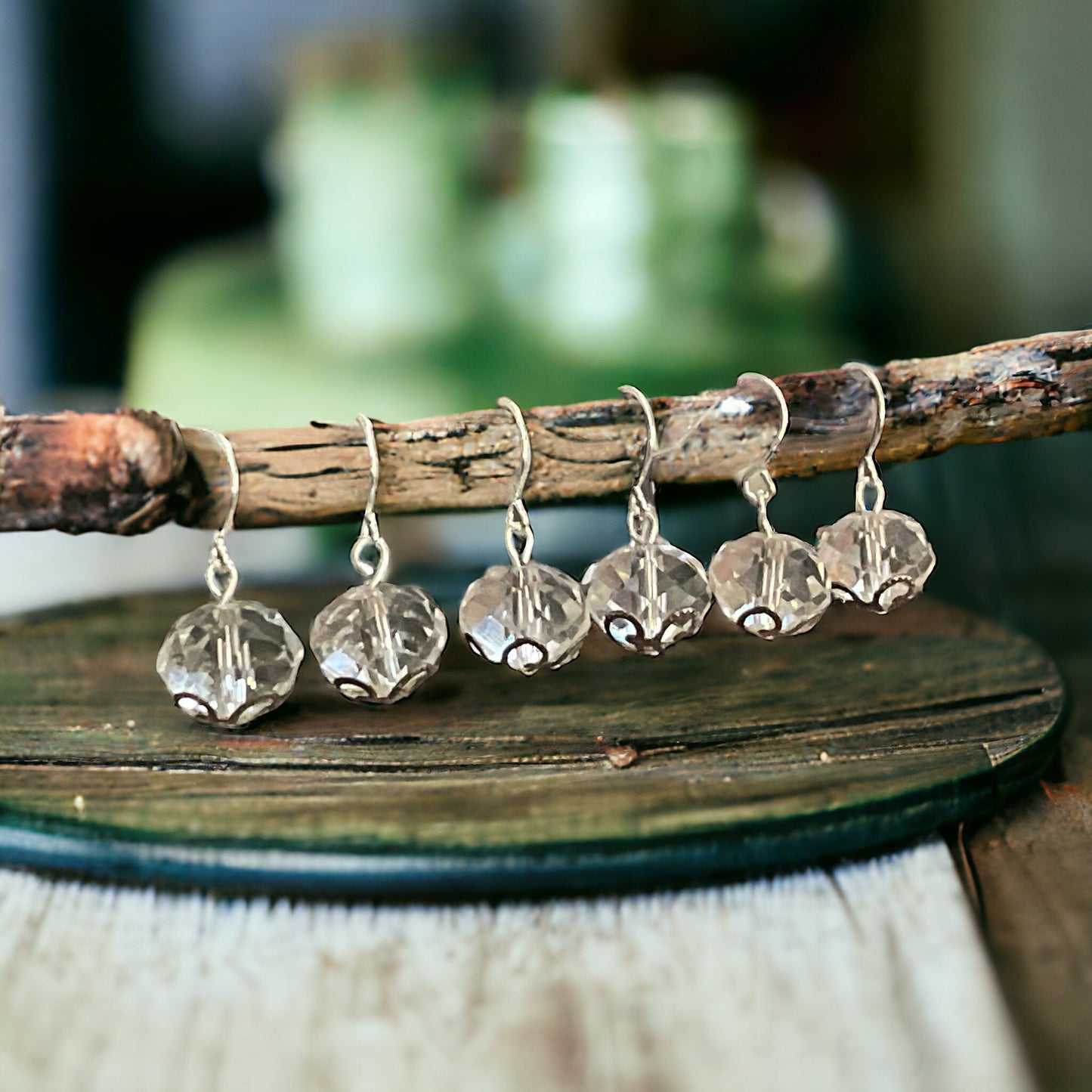 Crystal drop earrings - stunning, simple, for daytime or night - made of vintage faceted glass crystal and metal filigree findings - 1"