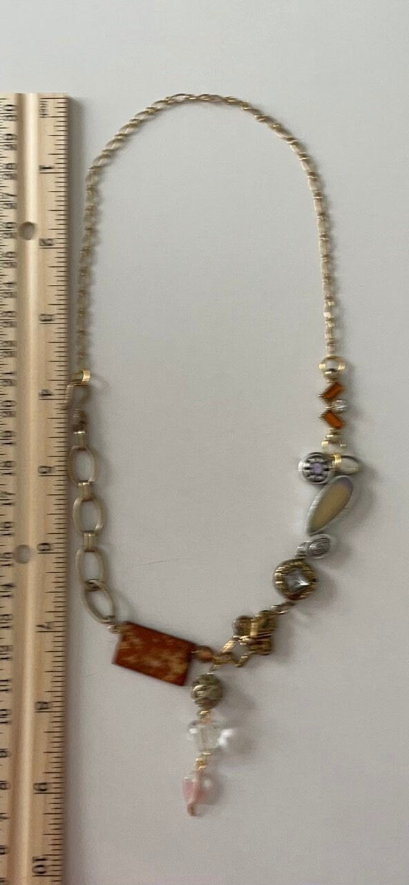Unique, one-of-a-kind artisan mixed material necklace