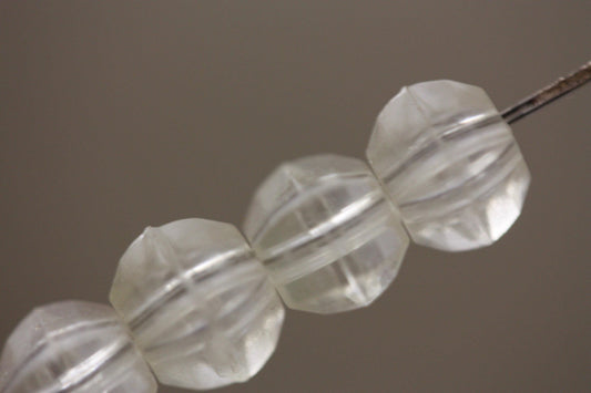 Clear unique round bicone vintage beads - 5 mm