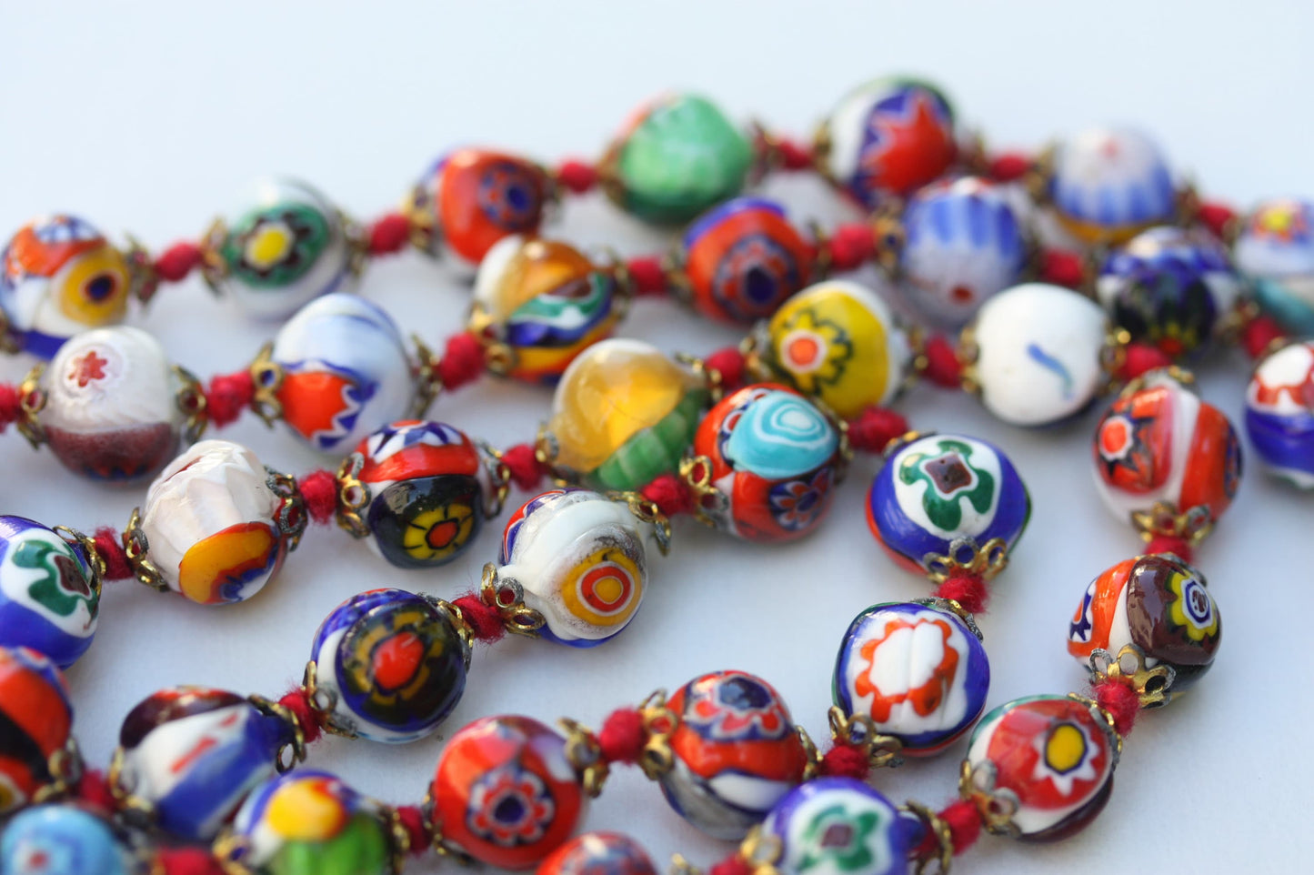 Stunning vintage glass  Venetian Murano Millefiori Artbeads Millefiori beads vintage necklace