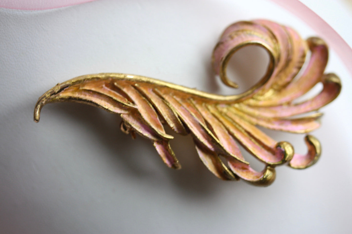 Revised, Modernized, Upcycled Vintage hand painted pin - shades of pink