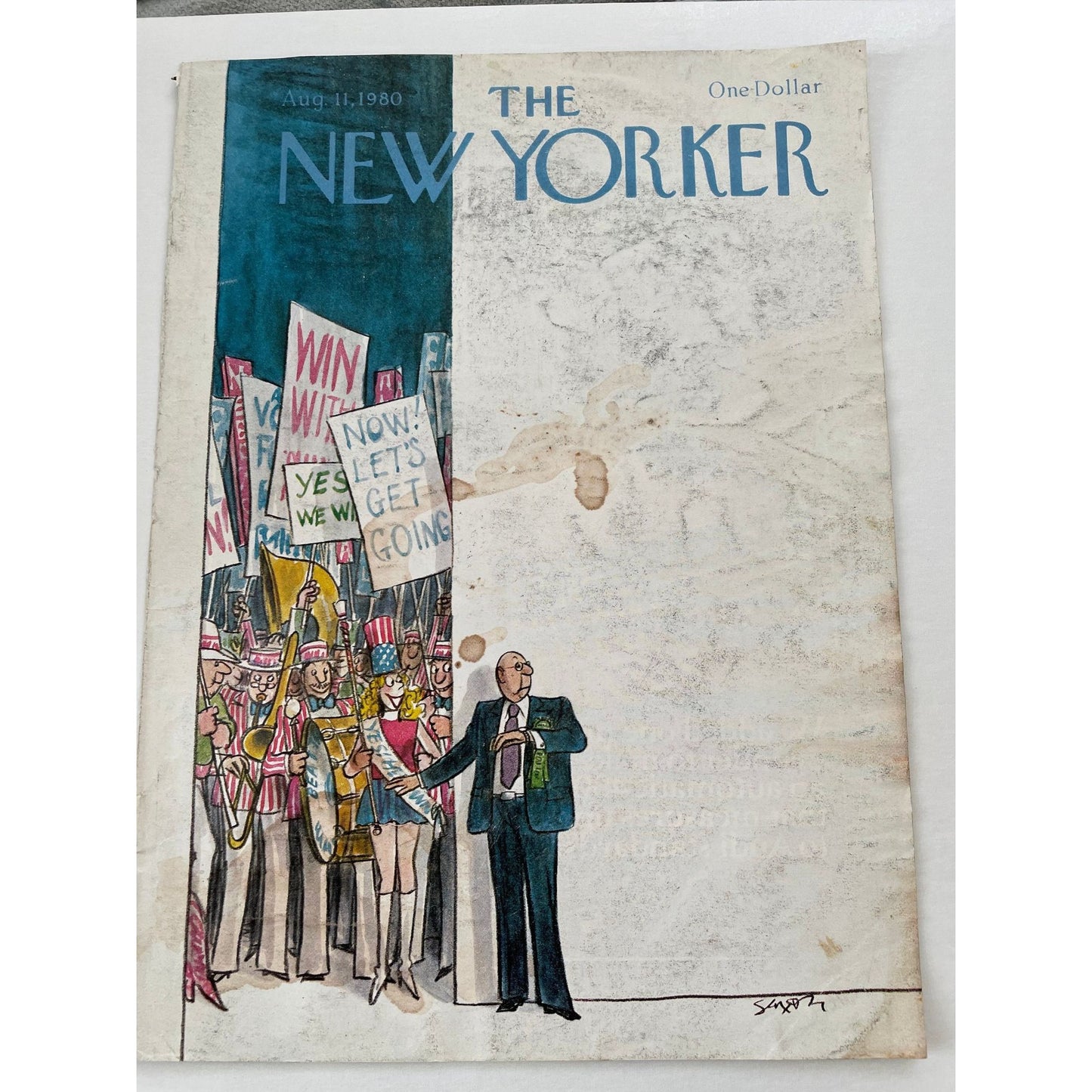 August 11, 1980 - The NEW YORKER Magazine original cover - Please read description