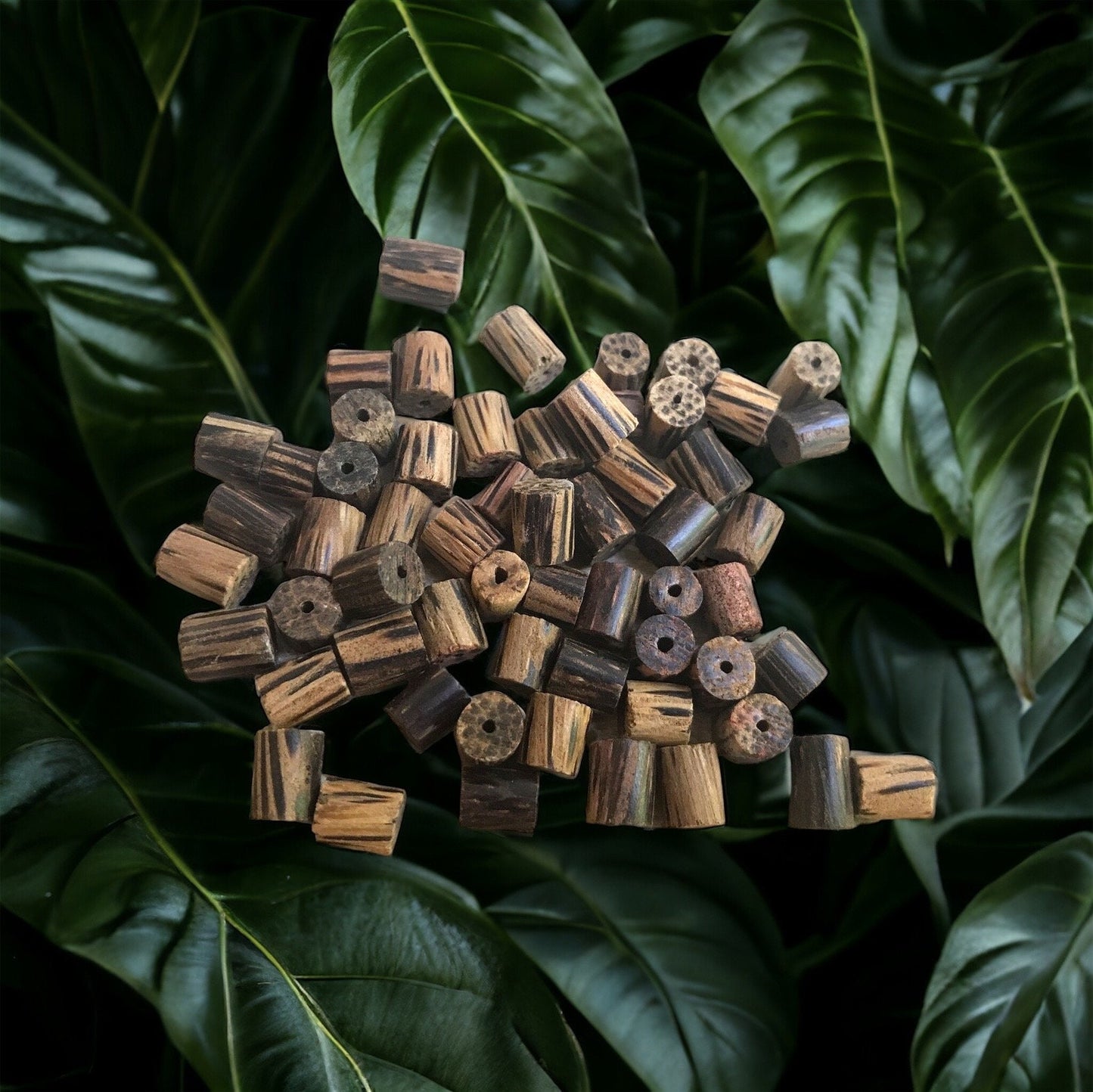One dozen small unique wood vintage beads - approx. 6 mm each