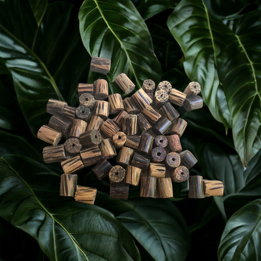 One dozen small unique wood vintage beads - approx. 6 mm each