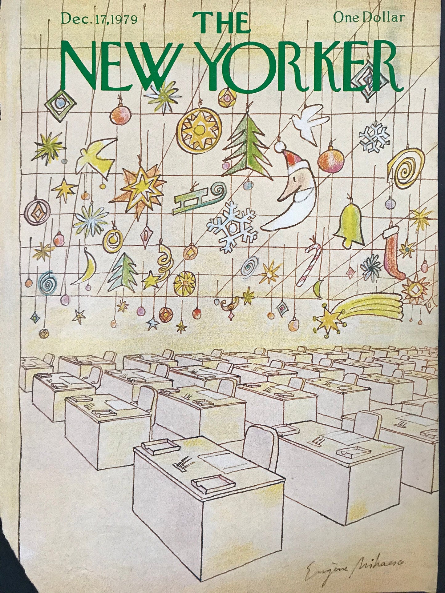 NEW YORKER Magazine cover - December 17, 1979 - office Christmas