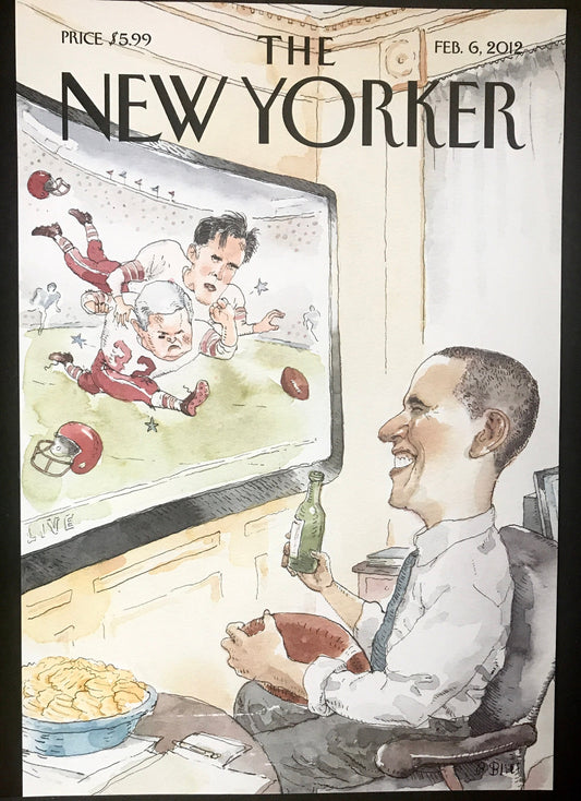 February 6, 2012 - The NEW YORKER Magazine original cover - Presidet Obama, football game