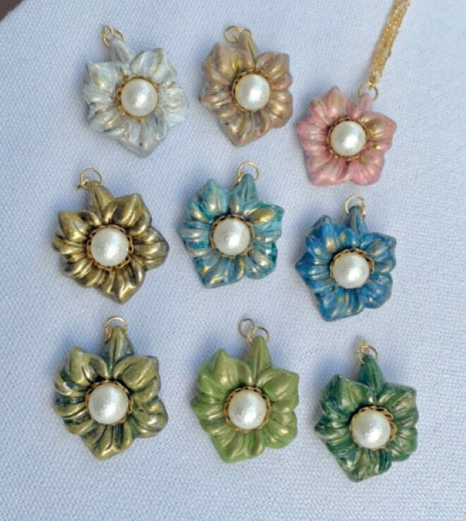 Your choice of handmade faux pearl flower necklace
