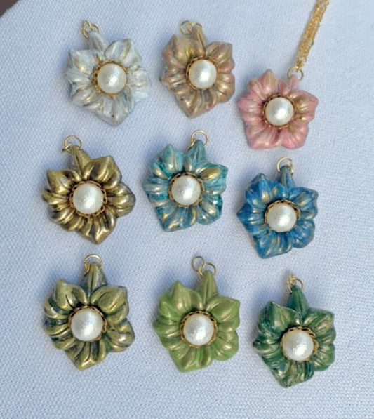 Your choice of handmade faux pearl flower necklace