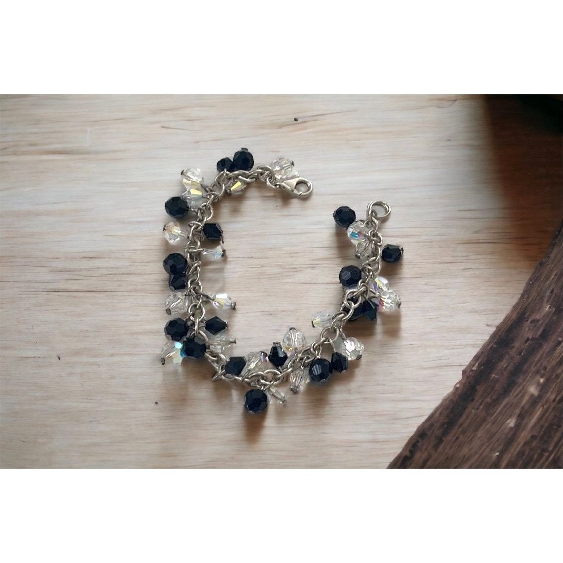 Black and crystal stunning vintage dangle bracelet