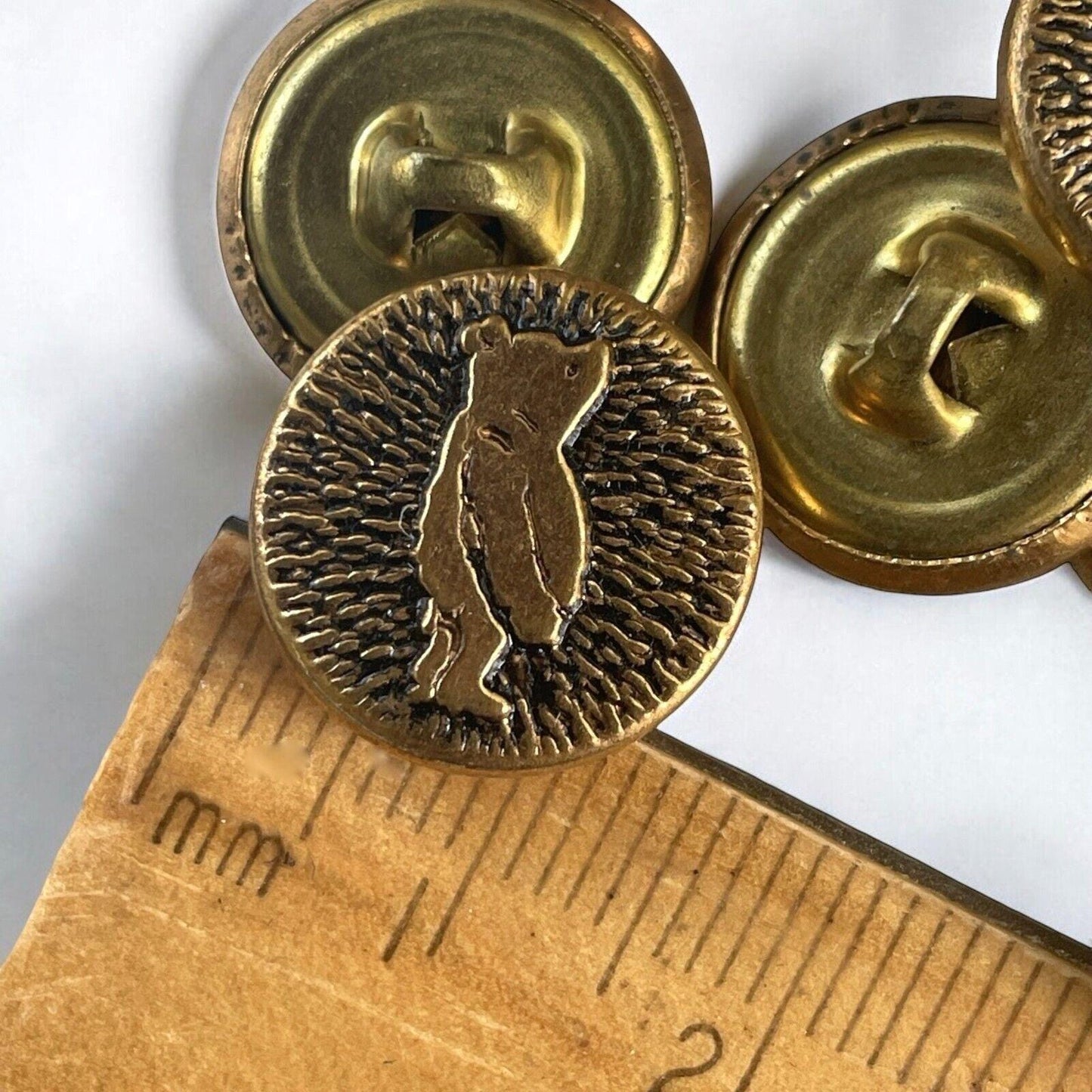 VERY RARE - Vintage Bear Goldtone Metal Buttons - Sold individually