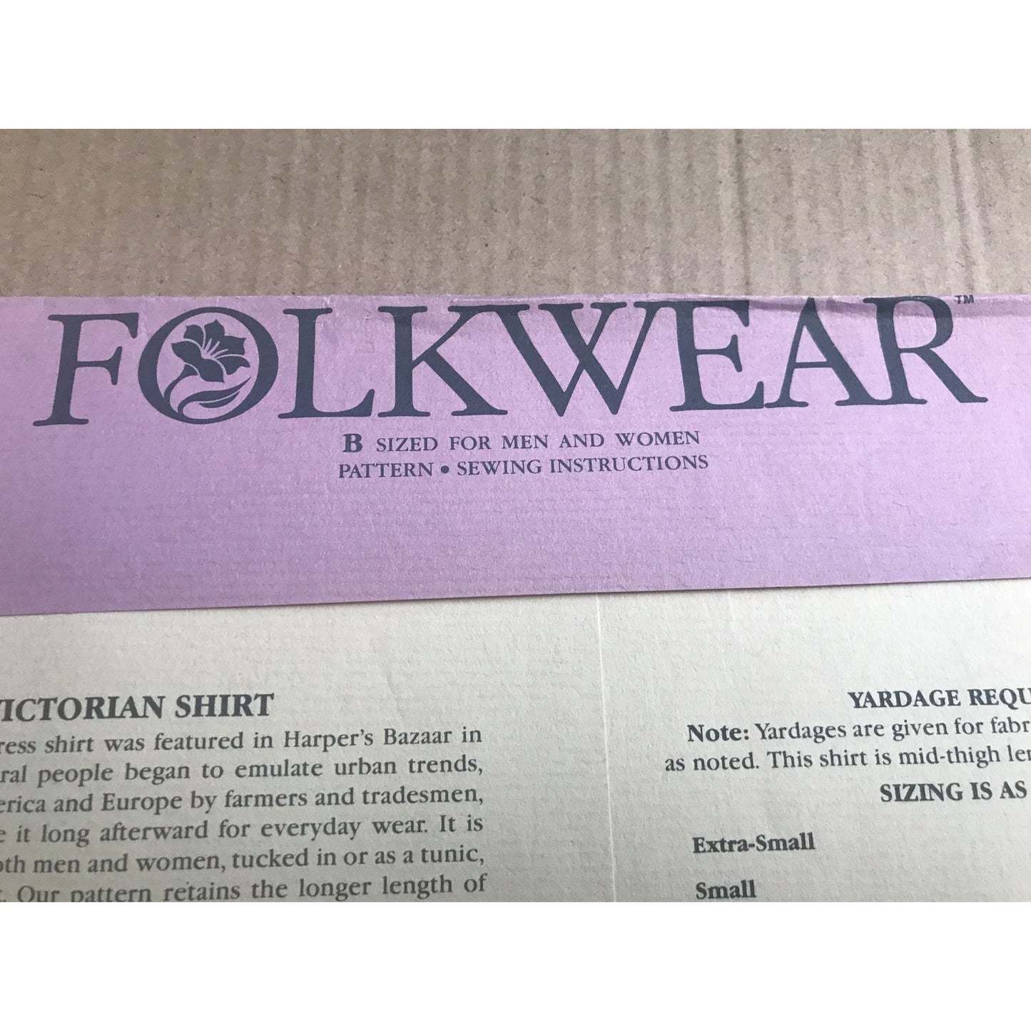 Folkwear sewing pattern #202 - uncut - Victorian Shirt